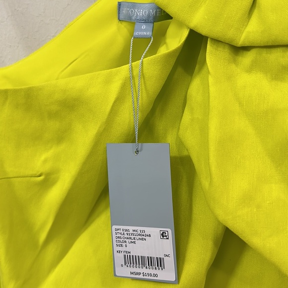 Antonio Melani Charlie Linen Blend One Shoulder Shift Dress size 0, Lime - Picture 7 of 7